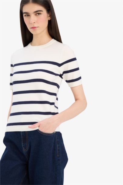 Regular Fit Crew Neck Striped Knitwear Pullover