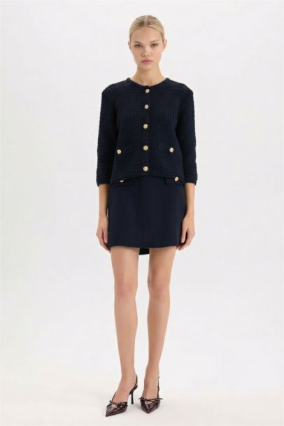 Regular Fit Crew Neck Cardigan