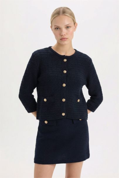 Regular Fit Crew Neck Cardigan