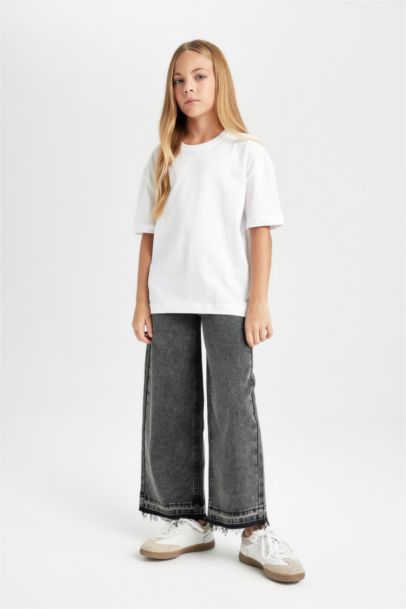 T-Shirt Oversize Basique à Col Rond pour Fille