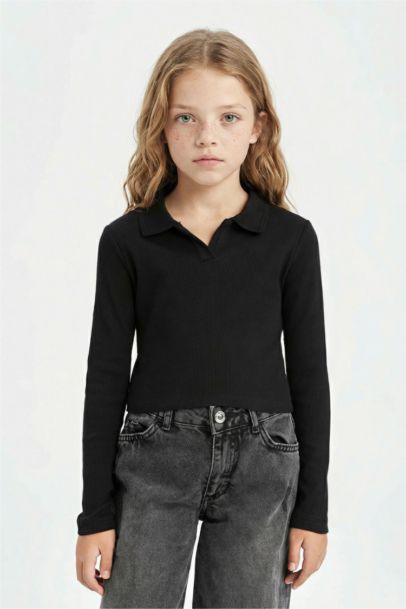 Girl Polo Neck Basic Camisole Crop T-Shirt