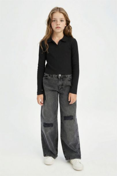 Girl Polo Neck Basic Camisole Crop T-Shirt