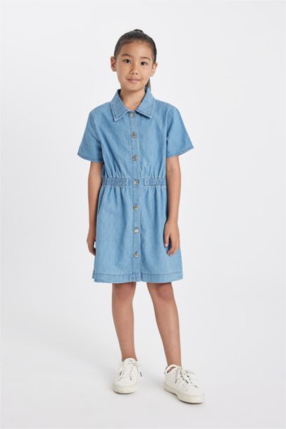 Girl Short Sleeve Denim Dress