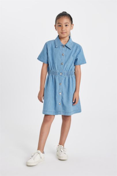 Girl Short Sleeve Denim Dress