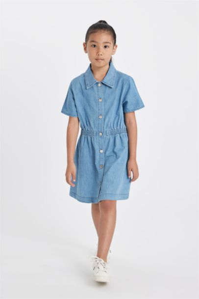 Girl Short Sleeve Denim Dress