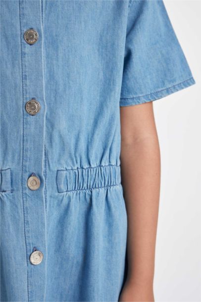 Girl Short Sleeve Denim Dress