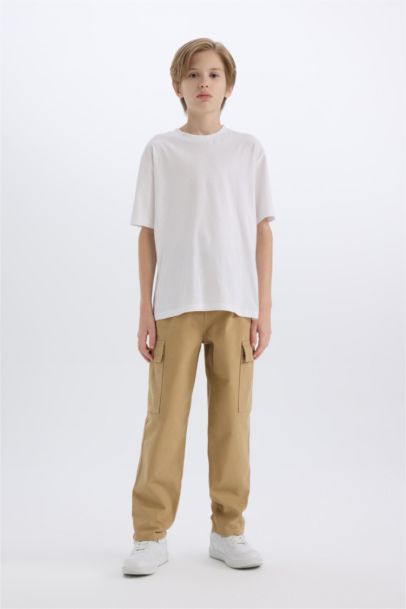 Loose Fit Standart Paça Gabardin Pantolon Erkek Çocuk
