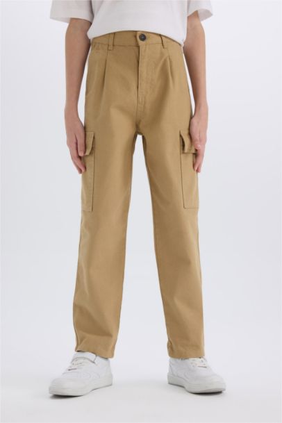 Loose Fit Standart Paça Gabardin Pantolon Erkek Çocuk