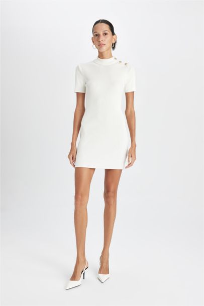 Robe slim en tricot à demi-Col roulé