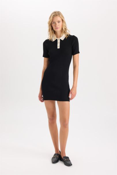 Robe à Col Polo en Ribana à coupe A-line