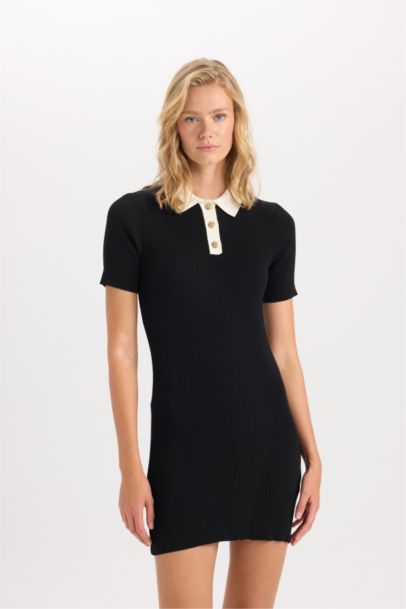 Robe à Col Polo en Ribana à coupe A-line