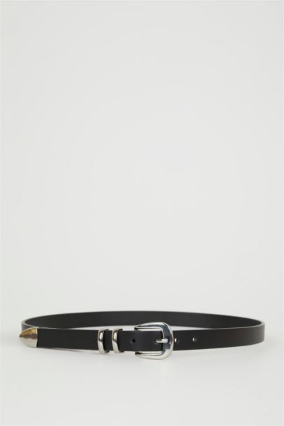 Woman Faux Leather 2 Piece Classic Belt