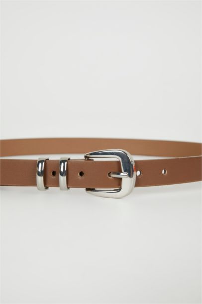 Woman Faux Leather 2 Piece Classic Belt