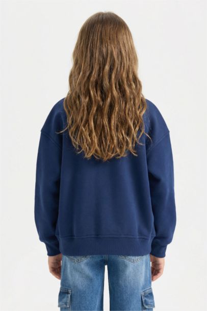 Sweat-shirt Oversize en tissu épais imprimé à Col Polo