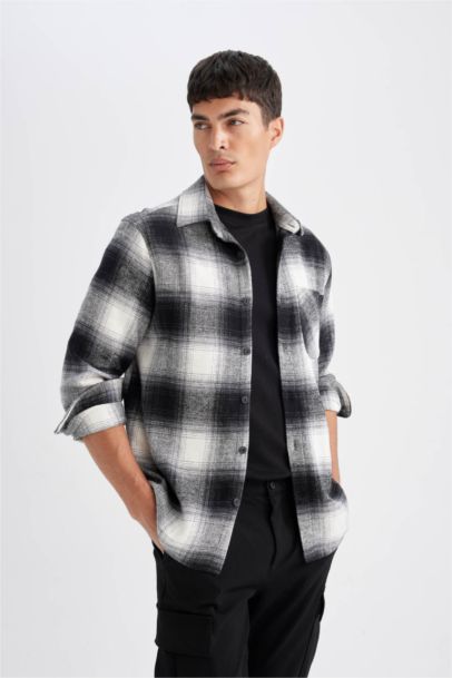 Regular Fit Polo Collar Checkered Shirt