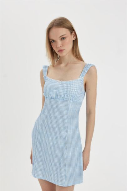 Mini Robe avec Bretelles imprimée à Col en V