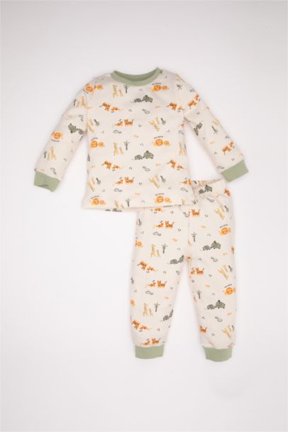 Pyjama à manches longues et bas à motifs Safari pour bébé garçon