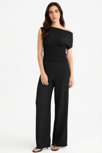 Wide Leg Crepe Trousers