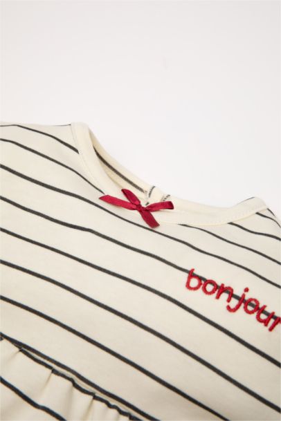 2 piece Regular Fit Crew Neck Striped Knitted Pyjamas