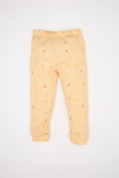 Baby Girl Patterned Waffle 2 Piece Pajama Set