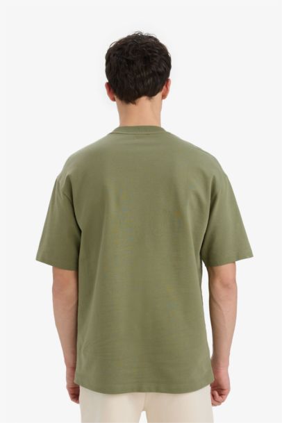 تيشيرت سادة بيزك قطن قصة مريحة بياخة مستديرة