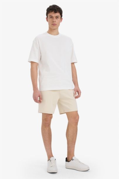 تيشيرت سادة بيزك قطن قصة مريحة بياخة مستديرة