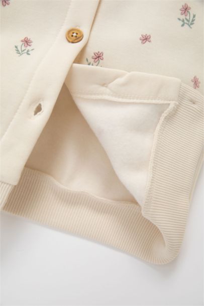 Gilet à boutons imprimé Fleurs Col Ras Du Cou pour fille