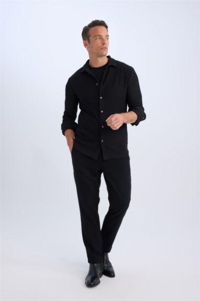 Modern Fit Polo Collar Long Sleeve Shirt