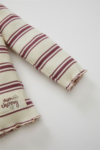 طقم بيبي بناتي تيشيرت مخطط وليجن مضلع قصة عادية - قطعتين