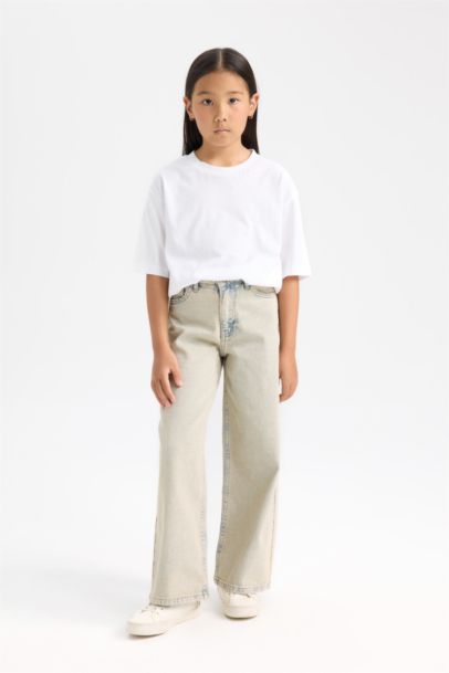 Wide Leg Geniş Bol Paça Cepli Pantolon Kız Çocuk