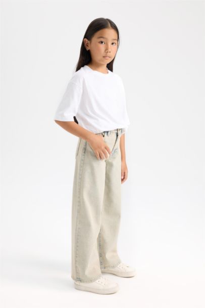 Wide Leg Geniş Bol Paça Cepli Pantolon Kız Çocuk