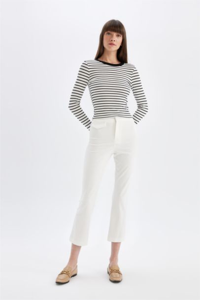 تيشيرت مخطط كم طويل سليم فيت