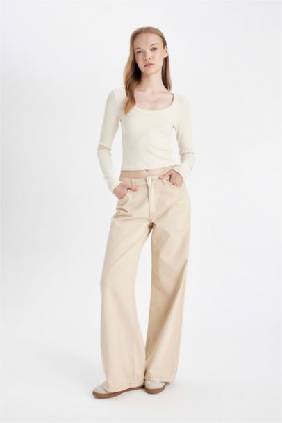 Pantalon en Gabardıne à jambes larges