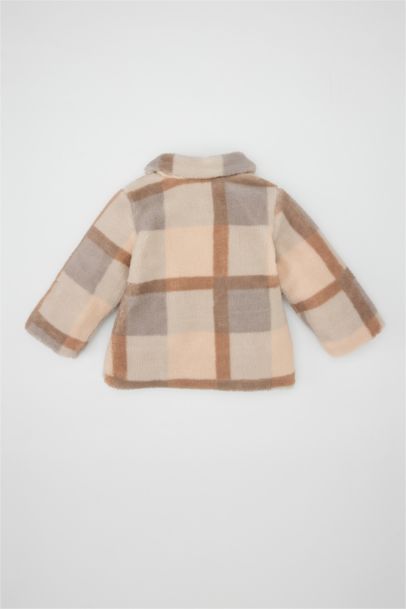 Girl Zipper Closure Pocketed Plush Cardigan