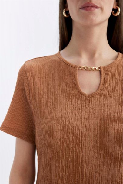 Regular Fit Crew Neck Wrap Midi Dress