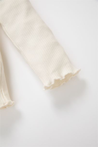 T-Shirt Jersey à Fleurs Col Rond à Manches Longues pour Bébé Fille