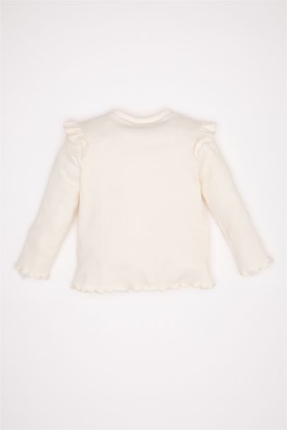 T-Shirt Jersey à Fleurs Col Rond à Manches Longues pour Bébé Fille