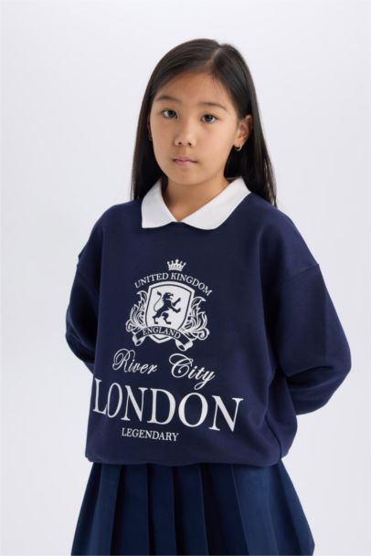 Sweat-shirt à Coupe décontractée et Col Polo