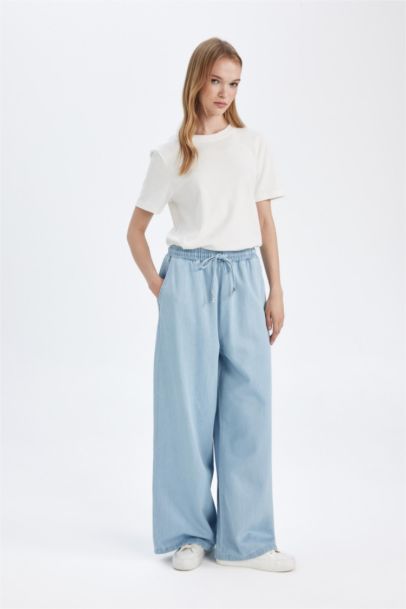 بنطرون جينز كولوت فيت وخصر عالي