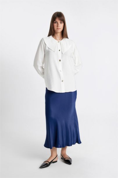 A Kesim Basic Düz Saten Maxi Etek