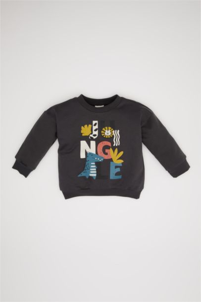 Sweat-Shirt Coupe Régulière Col Rond à Motif Animalier