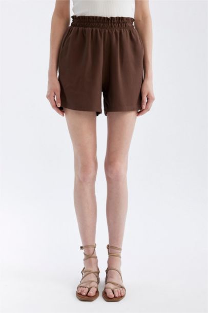 Relax Fit Linen Blended Paperbag Waist Wide Leg Shorts