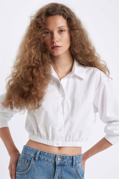 Oversize Fit Shirt Collar Poplin Long Sleeve Shirt