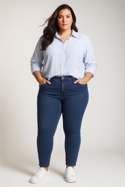 قميص مخطط ردن طويل أوكسفورد اوفر سايز