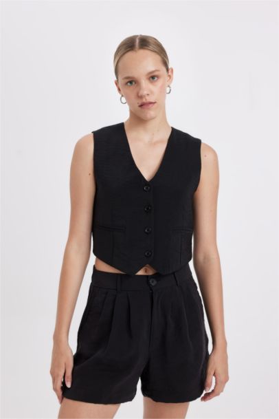 Regular Fit V Yaka Modal Blazer Yelek