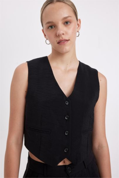 Regular Fit V Yaka Modal Blazer Yelek