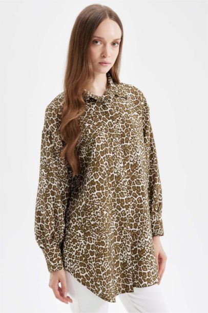 Relax Fit Leopard Print Shirt Tunic