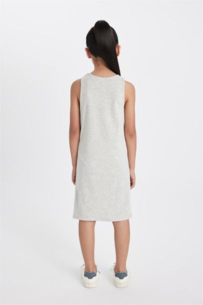 فستان بناتي بدون كم مضلع مطبوع