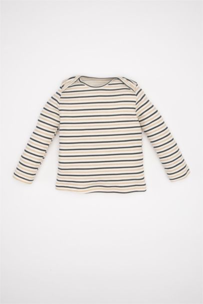 Ensemble de Salopette en Jean à motif Zèbre et T-shirt rayé à manches longues pour BéBé Garçon
