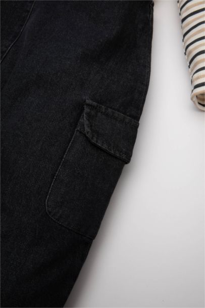 Ensemble de Salopette en Jean à motif Zèbre et T-shirt rayé à manches longues pour BéBé Garçon